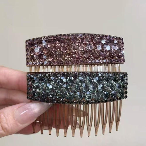 满钻高级感蓬松公主头发梳新款高颅顶倒碎发整理插梳闪亮方形发饰