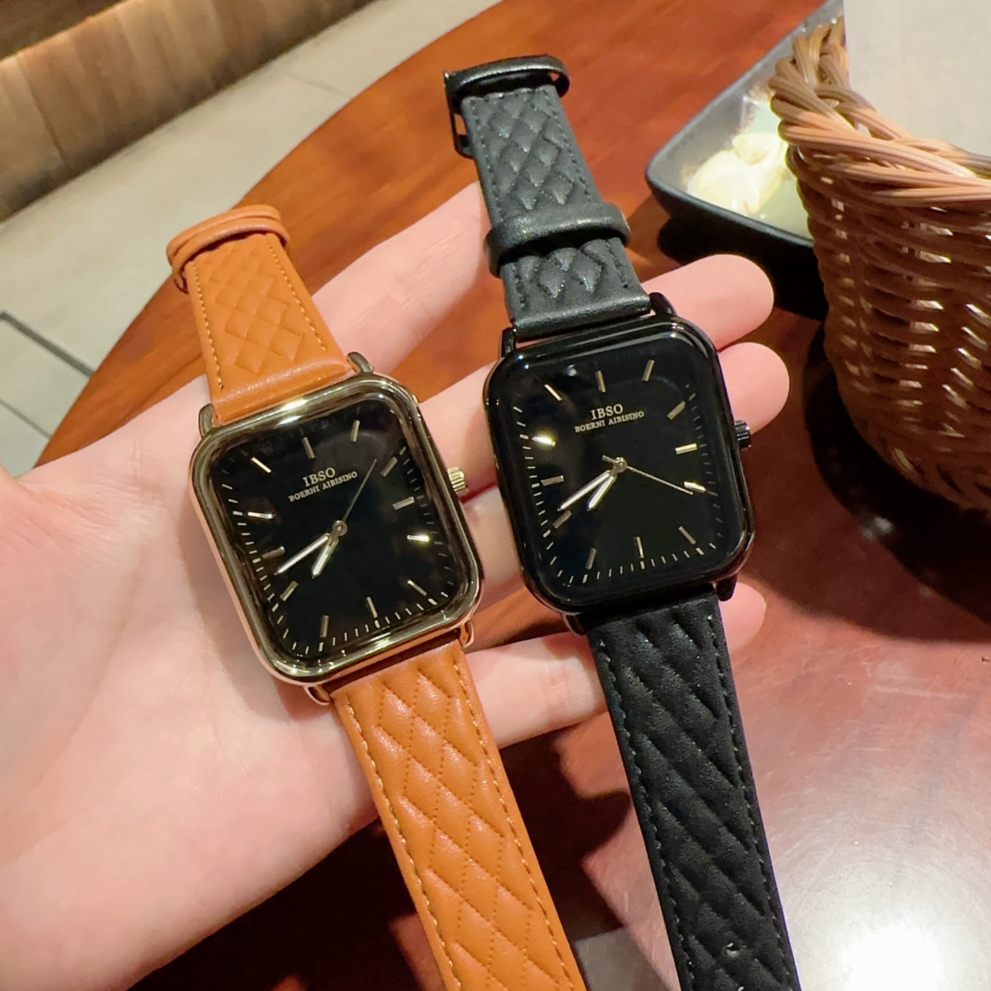 IBSO新款方形女士手表小众轻奢时尚简约学生防水大表盘送女友礼物