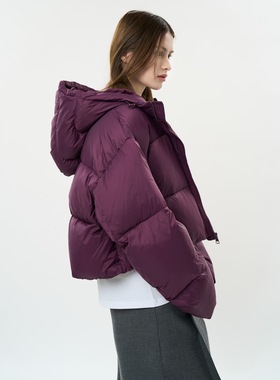 肆·冬季高克重巴黎潮复古高腰连帽90鸭绒厚羽绒服女