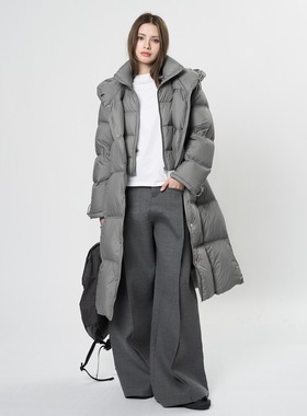 肆·冬季韩版休闲假两件长款连帽羽绒服90鸭绒轻盈保暖外套女