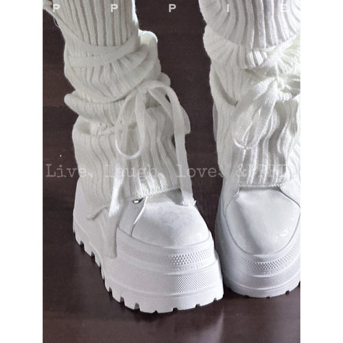 PPPIE 淡颜辣妹 8cm印花开边珠牛皮超轻厚底鞋！！