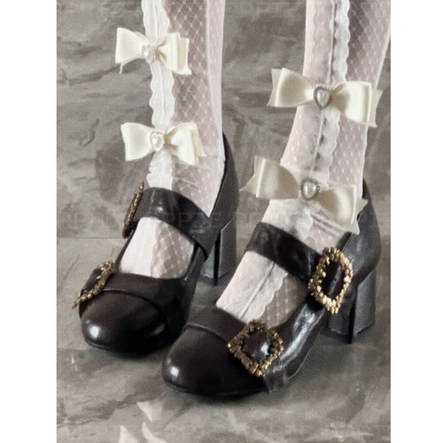 PPPIE 粒粒碎钻 5cm手抓羊皮软底粗跟玛丽珍小皮鞋