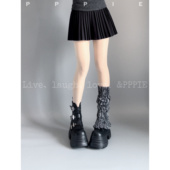 9.8cm金属扣厚底短靴 PPPIE 蓝调时刻