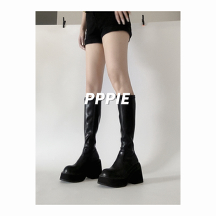 PPPIE 弹力圆头小众百搭厚底显瘦显直瘦瘦靴