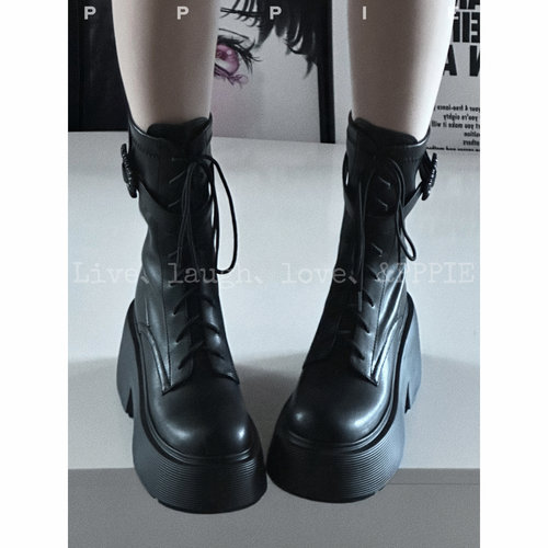 PPPIE 卡玛库拉 皮质超级柔软的8cm厚底马丁靴！