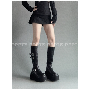 PPPIE 武士 8.5cm手工拼接鞋底质感非常舒服的厚底长靴