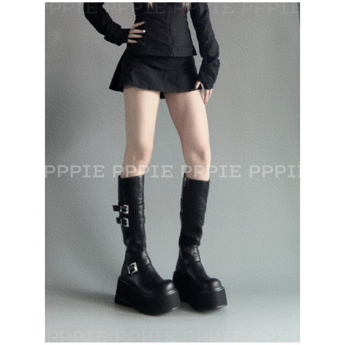 PPPIE 武士 8.5cm手工拼接鞋底质感非常舒服的厚底长靴