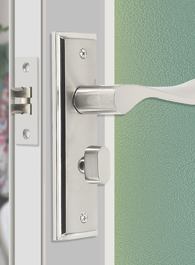 带钥匙室内门锁锌合金银色门锁孔距130mm木门锁孔距145mm不带钥匙