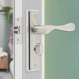 带钥匙室内门锁锌合金银色门锁孔距130mm木门锁孔距145mm不带钥匙