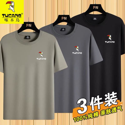 优选新疆长绒纯棉短袖t恤男士纯色宽松全棉圆领汗衫百搭体恤