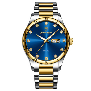 瑞士品牌新款厂家男士手表双日历夜光石英表直播外贸爆款一件代发