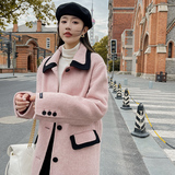 2023冬季新款撞色毛呢外套，女装毛呢外套，时倾STUDIO