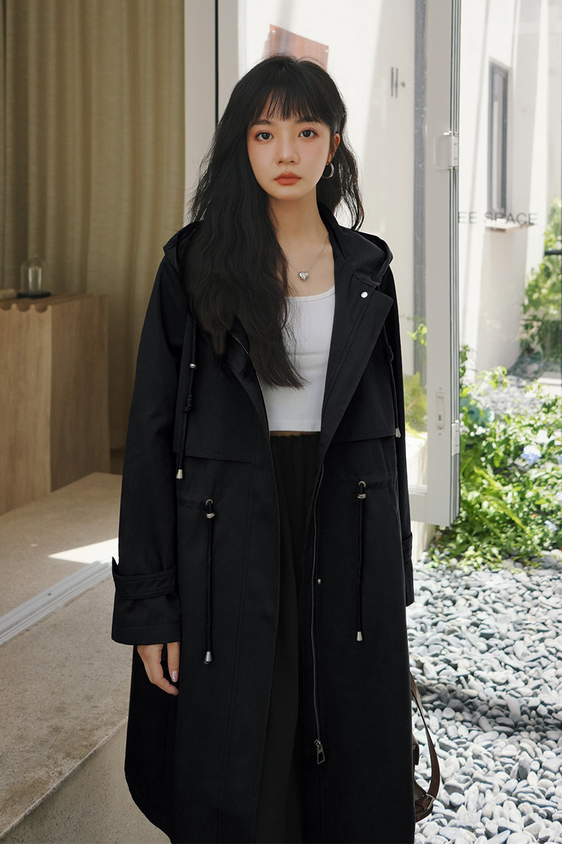 现货2022秋季新款长款连帽加厚风衣货号813P150K218,女装风衣,时倾STUDIO