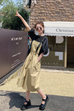 现货2022夏季新款两件套可拆背带裙套装P115K168，女装连衣裙，时倾STUDIO