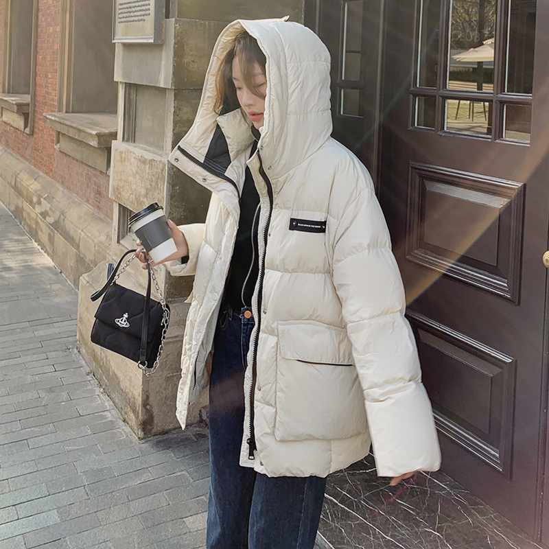 双十一主推款2022冬季新款撞色贴标连帽衣货号5833P175K238，女装棉衣/棉服，时倾STUDIO