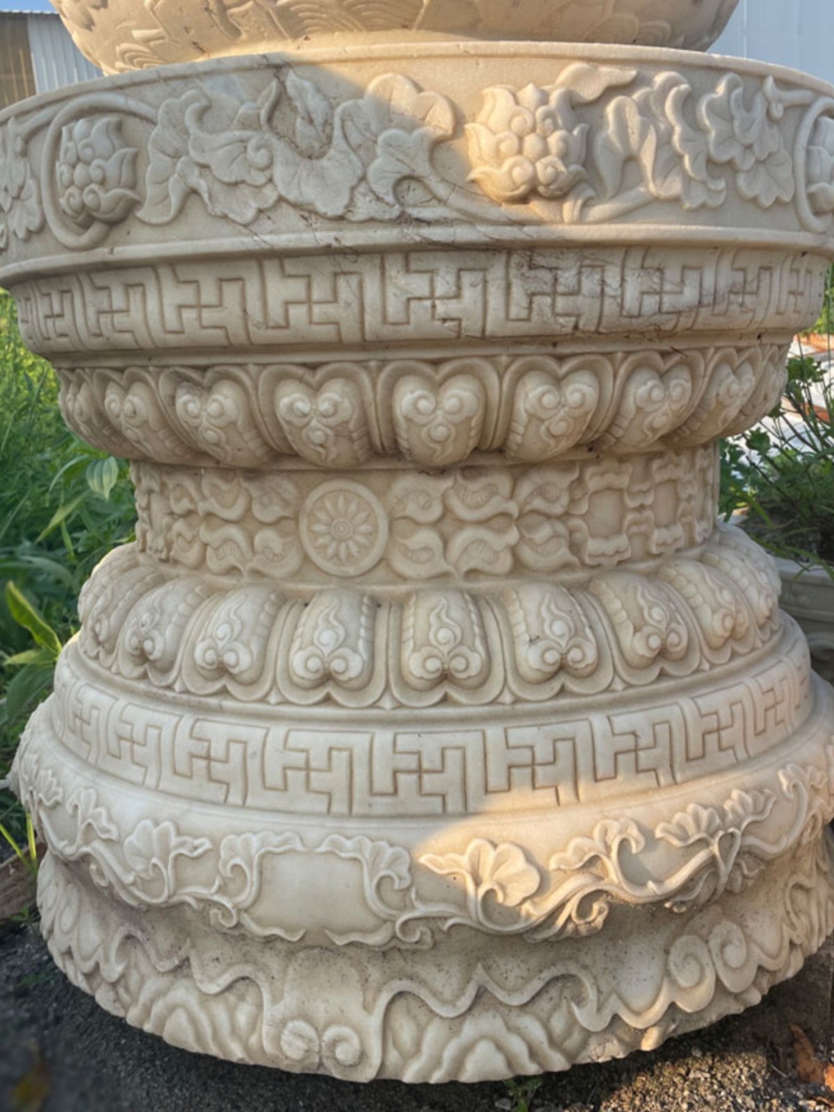 石雕汉白玉手工雕刻复古怀旧中式须弥座莲花座盆景底座赏石底座