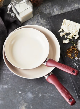 美国 GreenPan 红色陶瓷不粘涂层家用炒锅平底锅煎锅明火天然气用