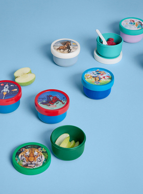 荷兰产Mepal 卡通密封防漏儿童学生小号水果盒子上学便当盒带叉子