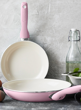 美国 GreenPan 粉色陶瓷不粘涂层钻石加固耐用平底锅煎锅明火用