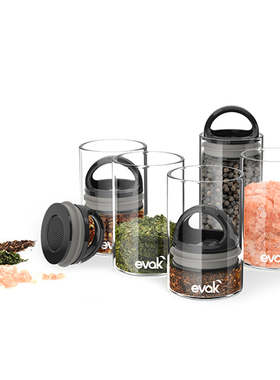 美国Prepara密封双气阀玻璃保鲜盒食物储存收纳罐子咖啡茶叶调料