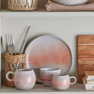 丹麦 Bloomingville 橙色渐变陶瓷大盘子马克杯茶杯大碗西餐餐具