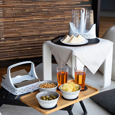 意大利产 StefanPlast餐桌收纳纸巾拖盘带提手纸巾座餐巾纸托纸架