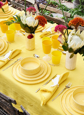 瑞典 Mateus 北欧极简黄色陶瓷盘子沙拉碗西餐碟子马克杯茶杯水壶