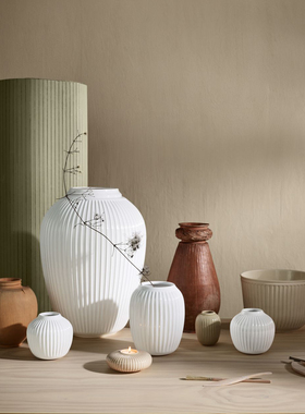 丹麦 Kahler艺术家Hammershøi北欧艺术陶瓷花瓶竖纹插花客厅装饰