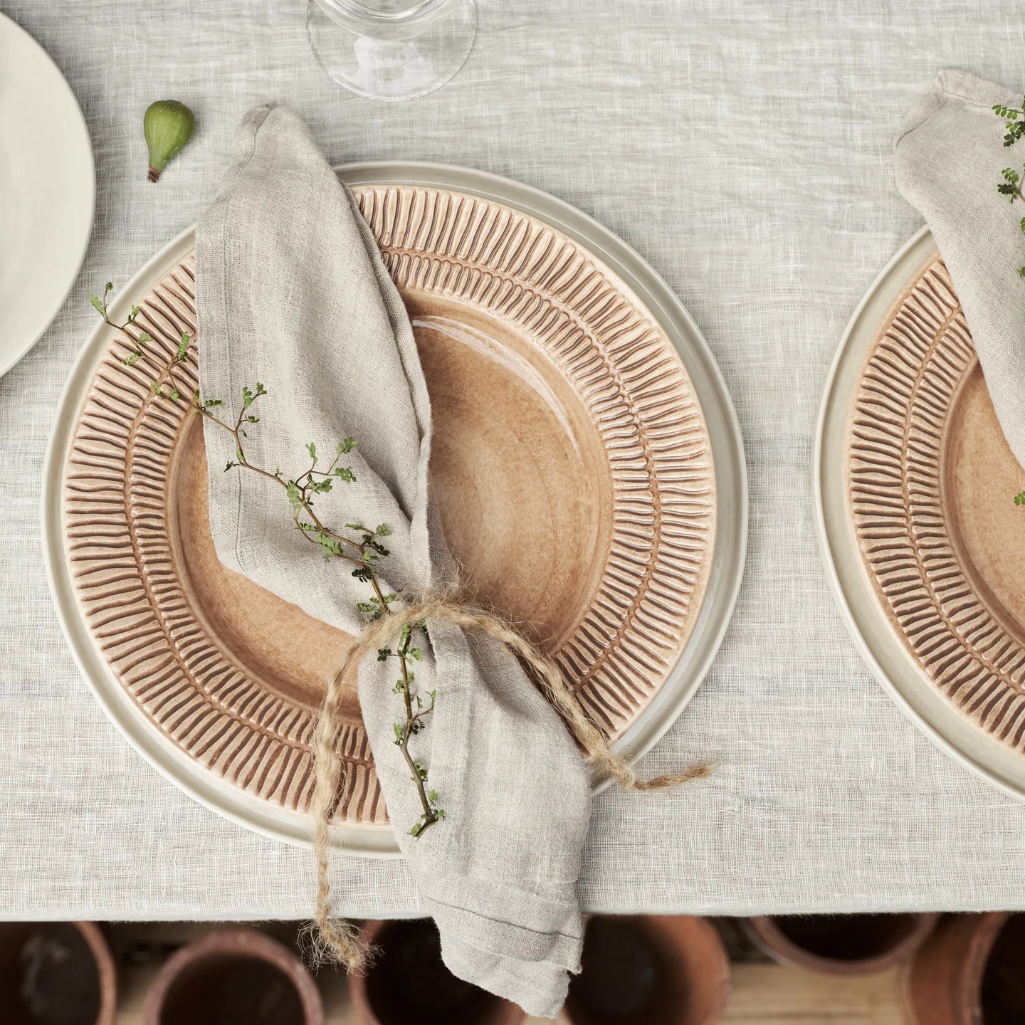 瑞典 Mateus 肉桂色条纹北欧陶瓷盘子沙拉碗西餐餐具碟子马克杯子