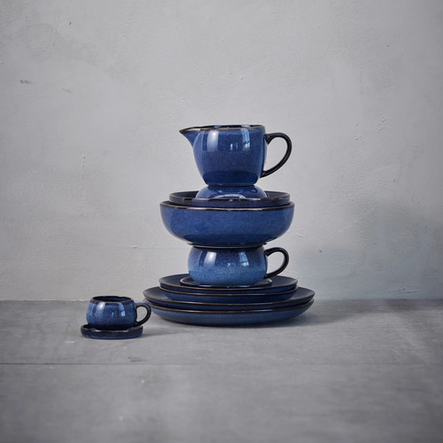 北欧代购 Lene Bjerre蓝色咖啡杯碟套装盘子餐碟小碗茶壶陶瓷餐具