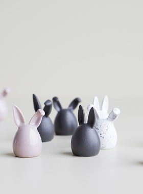 丹麦代购 DBKD 北欧瑞典复活节小兔子陶瓷客厅桌面装饰摆件3只装