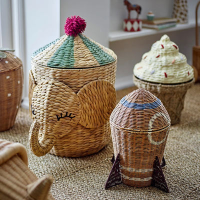 丹麦代Bloomingville 冰淇淋造型储物篮儿童房玩具小物带盖收纳筐