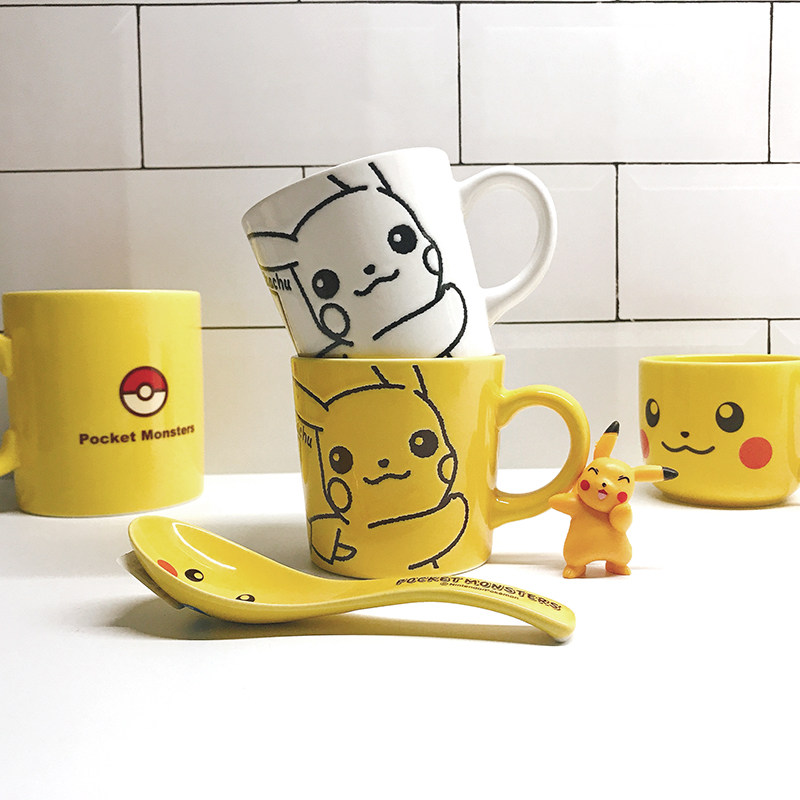 现货 日本制正品 金正陶器可爱卡通黄色皮卡丘陶瓷马克杯咖啡杯子
