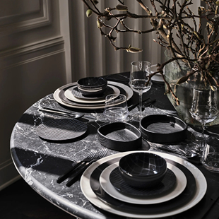 比利时品牌 Serax 酷黑条纹格纹小碗西餐碟子陶瓷大盘子咖啡杯子