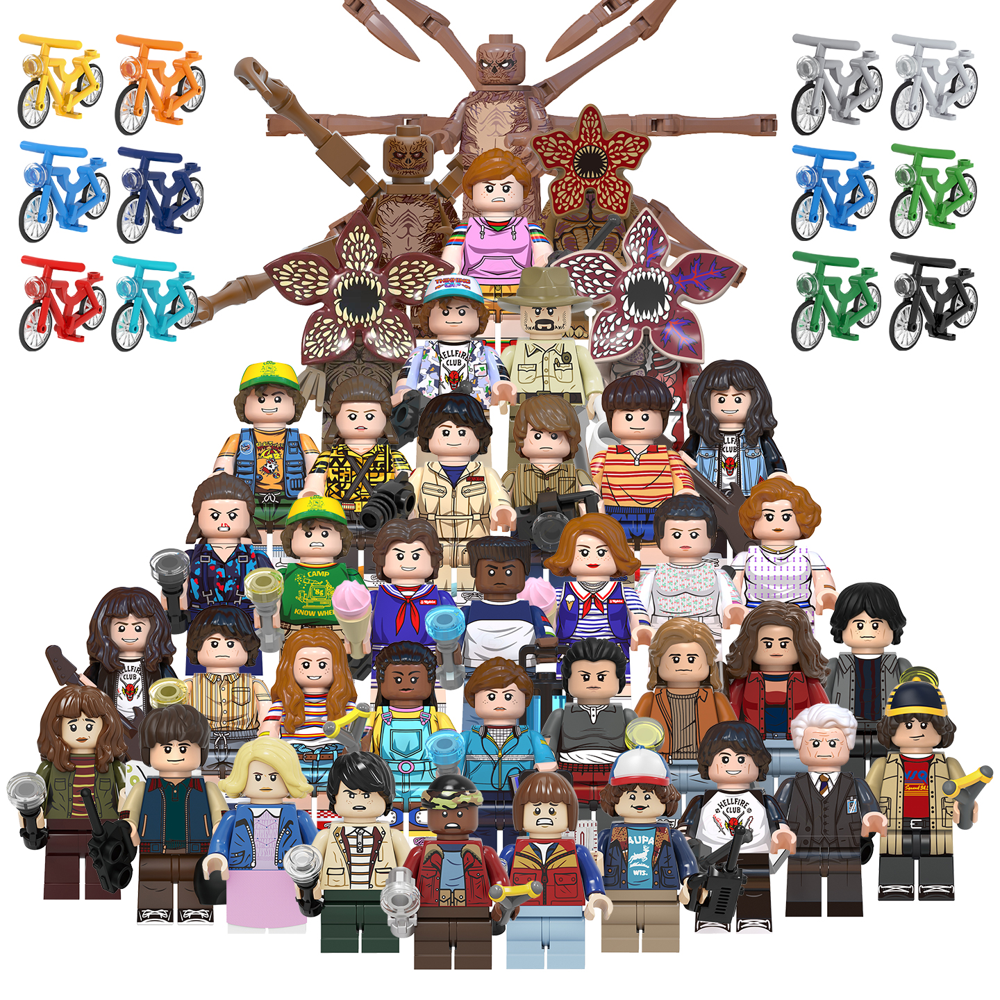 中国积木电视剧系列怪奇物语威克纳埃迪芒森达斯汀拼插积木小人仔