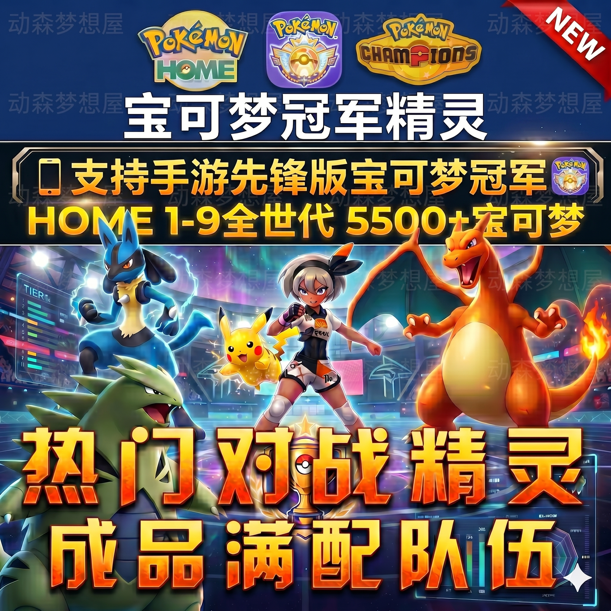宝可梦冠军home6v闪光满努力定制图片