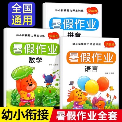 幼小衔接暑假作业全套 学前班中班大班拼音数学幼升小衔接练习题幼儿园入学准备一年级每日一日一练教材练习册大班一本通测试卷
