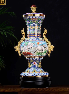 和平景象戴嘉林景泰蓝花瓶家居饰品摆件鸽子长城大象玄关客厅装饰