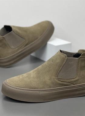 切尔西靴男鞋2025新款冬季保暖高帮棉鞋休闲板鞋翻毛真皮短靴子男