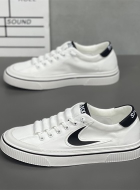 男鞋2025秋季透气运动街头休闲板鞋网红潮牌一脚蹬百搭防滑小白鞋