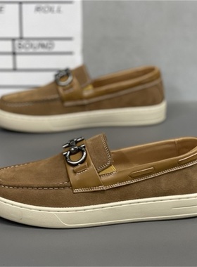 男鞋2025秋季新款商务休闲风真皮豆豆鞋一脚蹬时尚运动耐磨懒人鞋