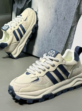 男鞋秋季款2025新款透气网面老爹鞋软底增高运动休闲鞋男款小白鞋