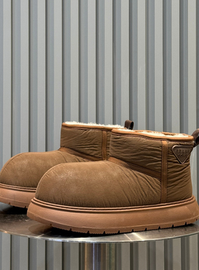 雪地靴男款2025新款冬季加绒保暖棉鞋厚底增高短筒面包鞋大头棉靴