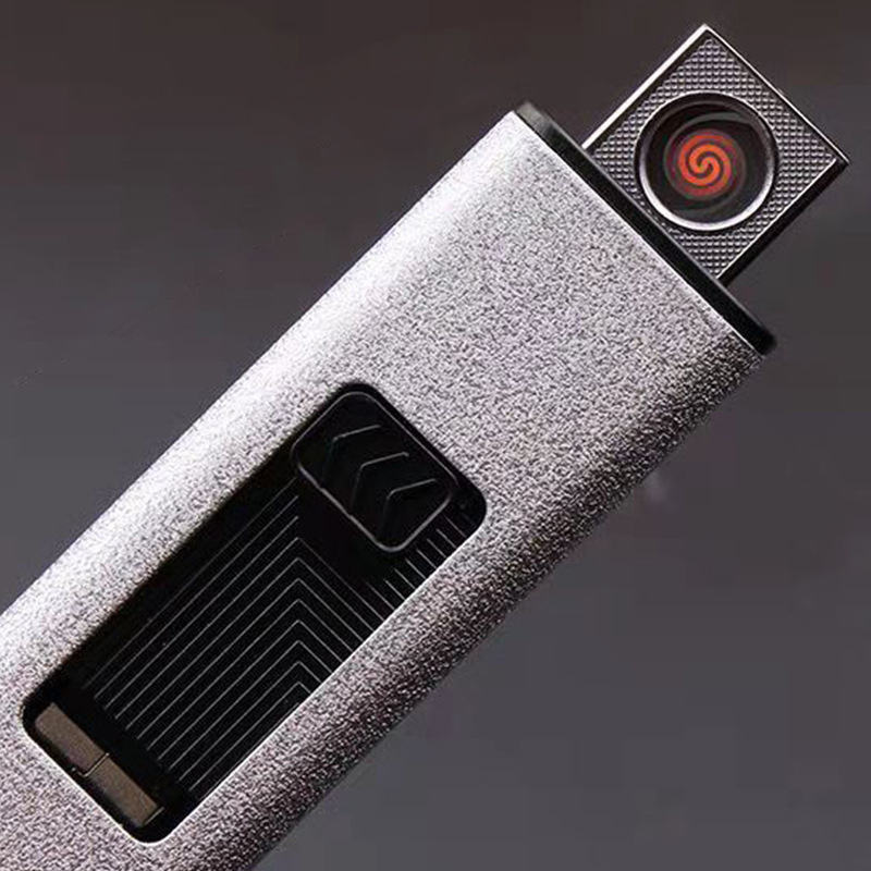 超薄无声电子迷你创意USB防风小巧便携高颜值推拉点烟充电打火机