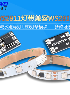 兼容WS2811灯带WS2812 12V全彩5050RGB可编程流水跑马LED灯条模块