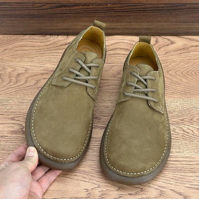 2026外贸新款头层牛皮宽脚休闲皮鞋男复古磨砂皮软皮软底商务男鞋