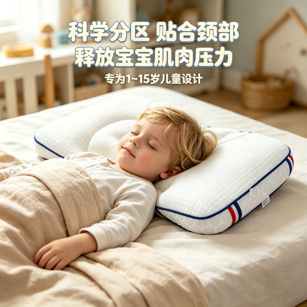 儿童分区护颈枕头1-3-6岁可水洗图片