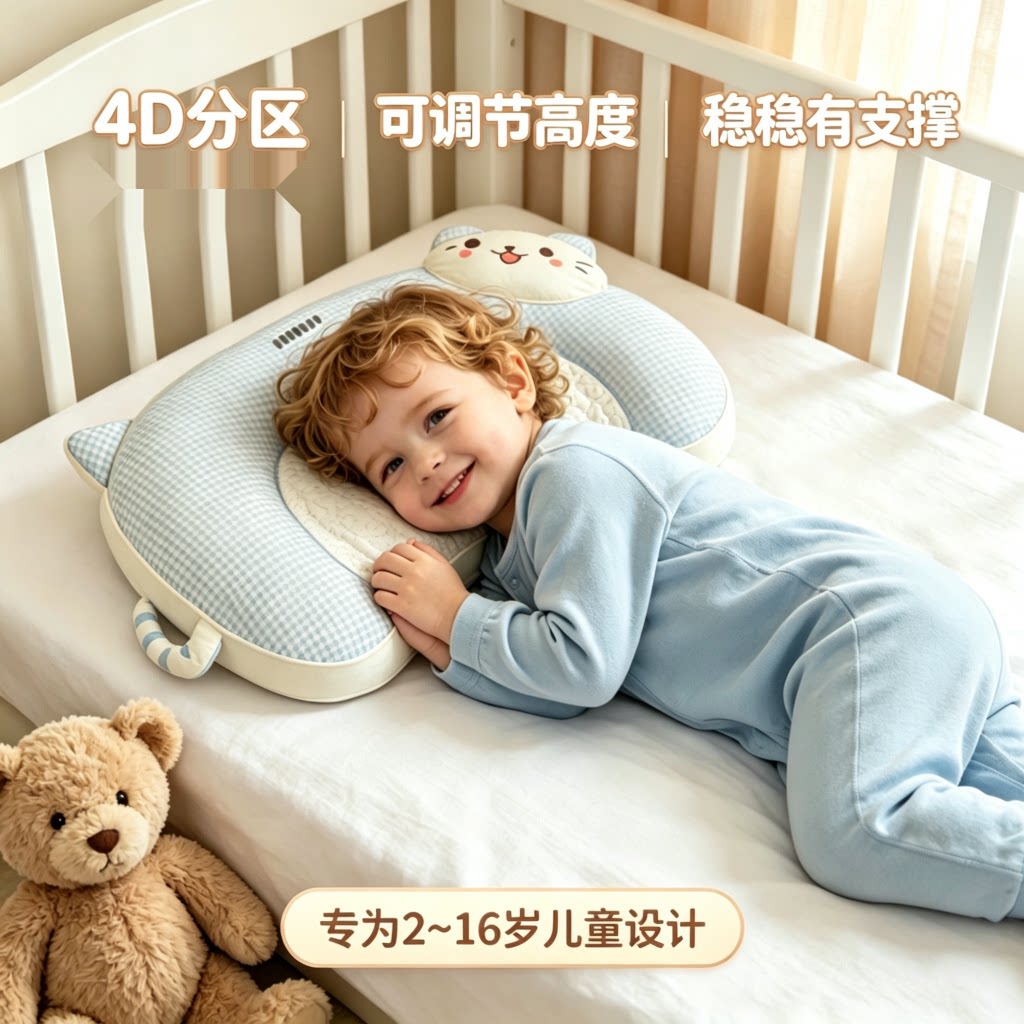 tpe软管分区可调节助眠儿童枕图片