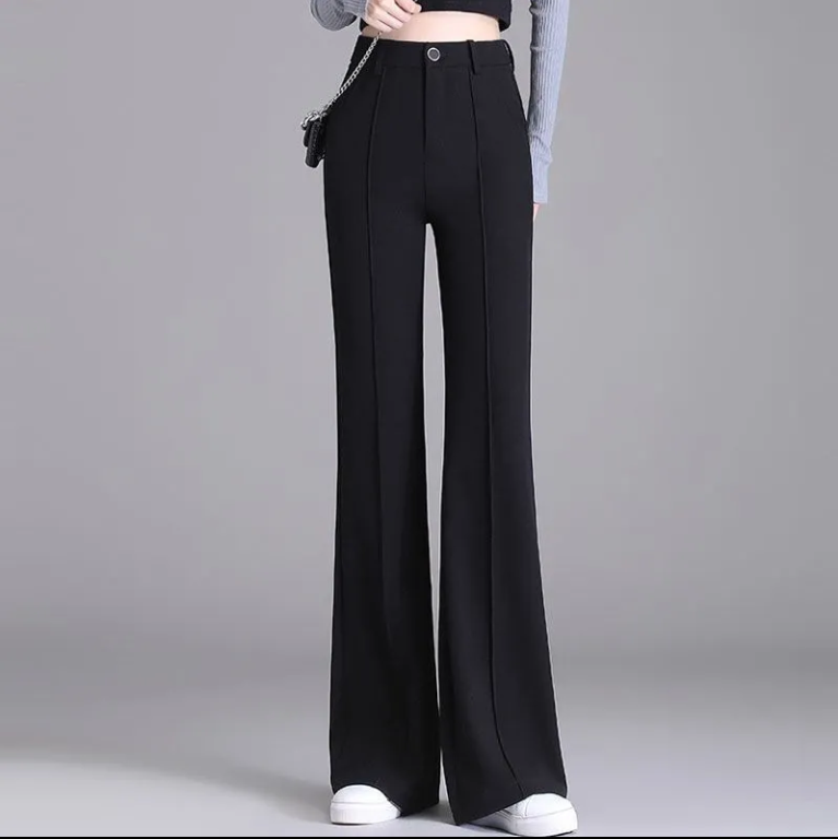 黑色微喇裤女2025春秋冬新款西裤