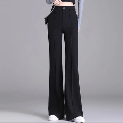 黑色微喇裤女2025春秋冬新款西裤